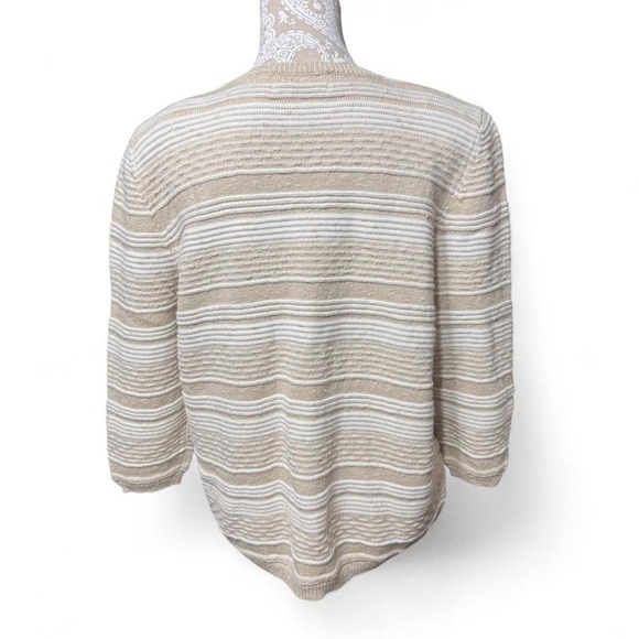 Alfred Dunner Coastal Grandma Core Neutral White and Beige Sweater Preppy - Picture 4 of 5